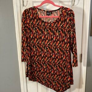 Rafaella 3/4 Sleeve Black and Pink Tunic Size M